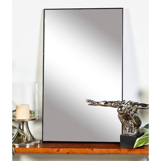 40" Black Contemporary Wood Wall Mirror